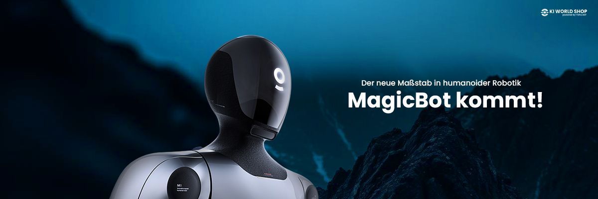 MagicBot humanoider Roboter vor dramatischer Bergkulisse – Ankündigung des neuen Robotikstandards