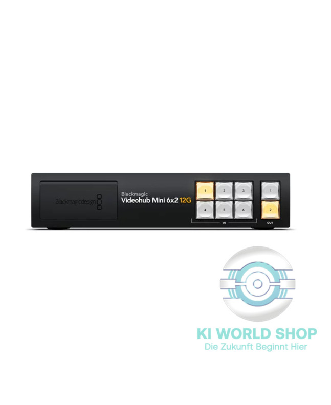 Blackmagic Videohub Mini 6x2 12G – kompakter 12G-SDI Router mit 6 Eingängen und 2 Ausgängen bis 2160p60