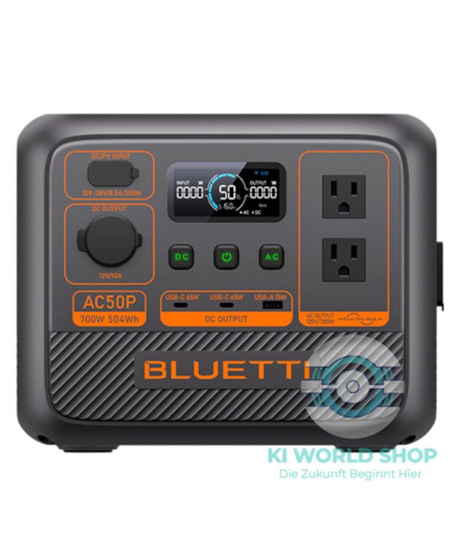 BLUETTI AC50P Tragbare Powerstation für Camping 700 W 504 Wh Energiespeicherung