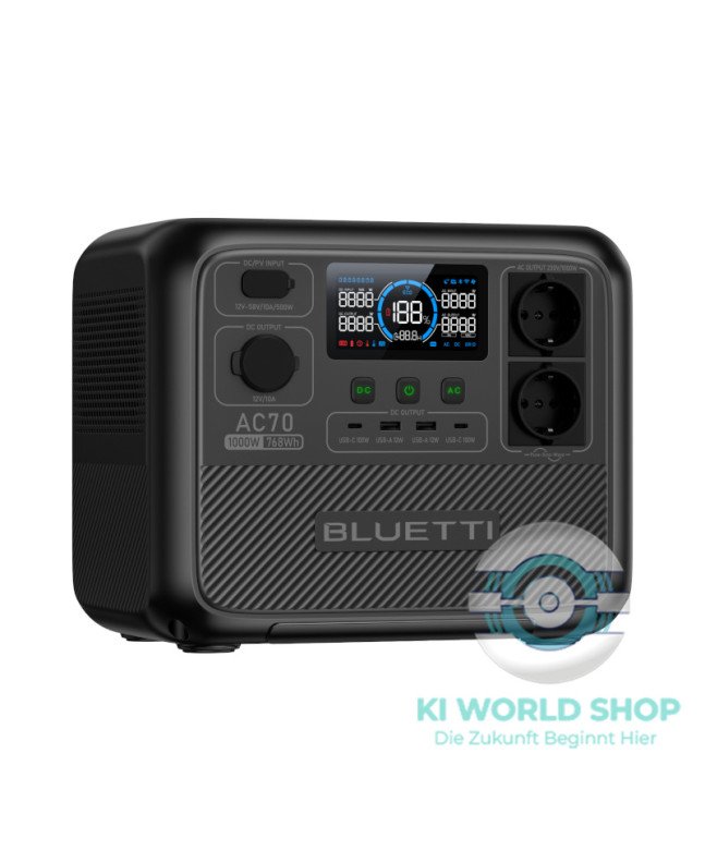 BLUETTI AC70P Tragbare Powerstation 1000 W, 768 Wh Stromversorgung