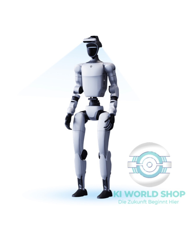 Unitree G1 EDU Comp Version in voller Ansicht mit Sensorsystem und zweibeiniger Struktur
