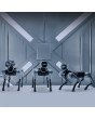 Drei MagicDog EDU KI-Roboterhunde in futuristischer Laborumgebung